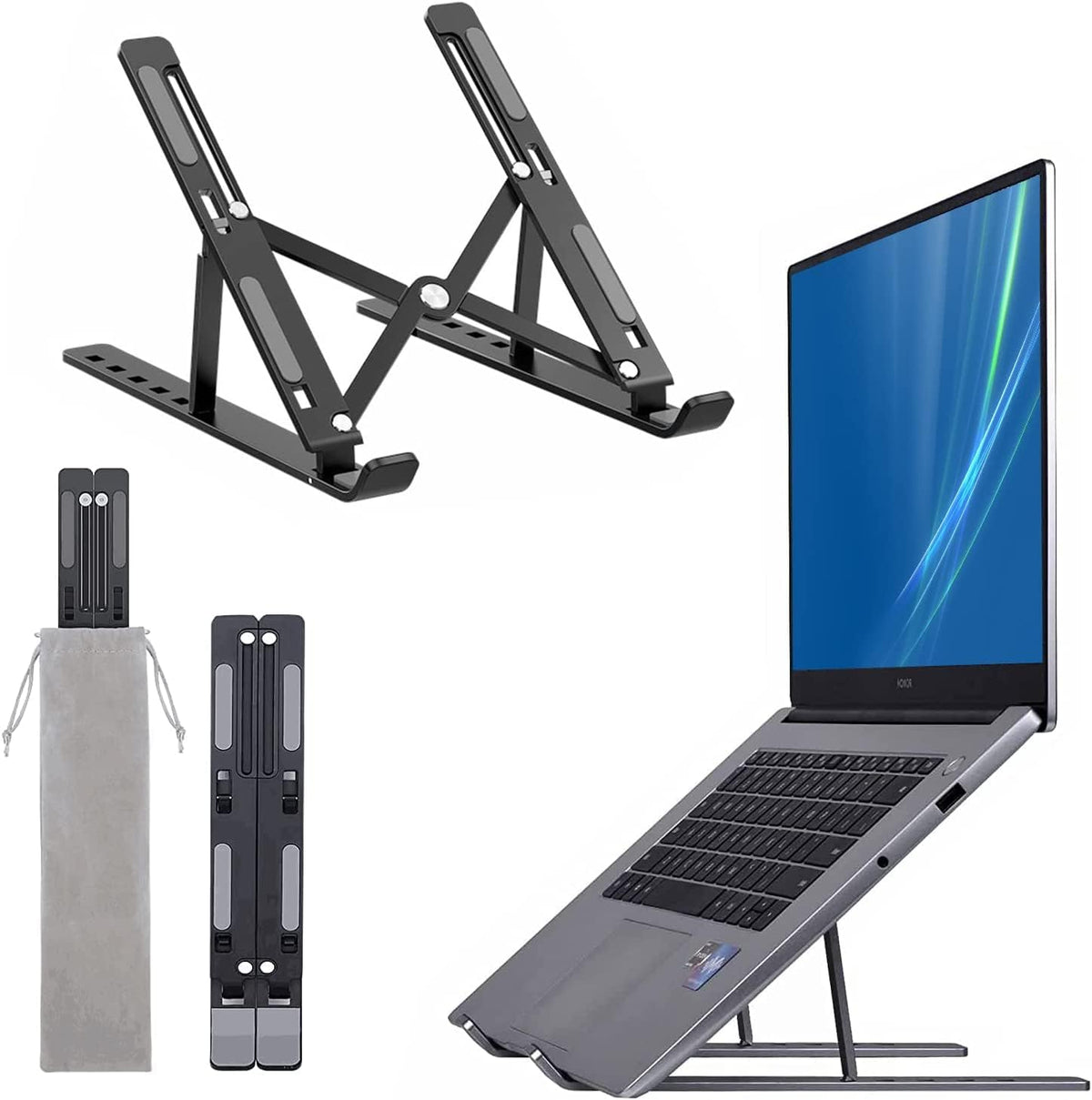 Portable & Foldable Aluminium Laptop Stand - Black