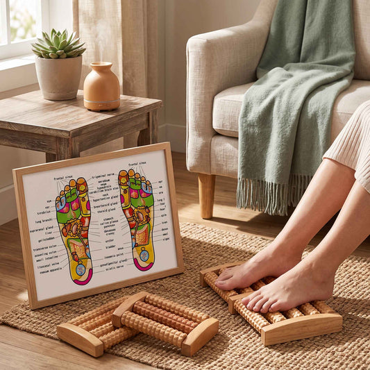 Wooden Foot Massager Roller for Reflexology and Stress Relief